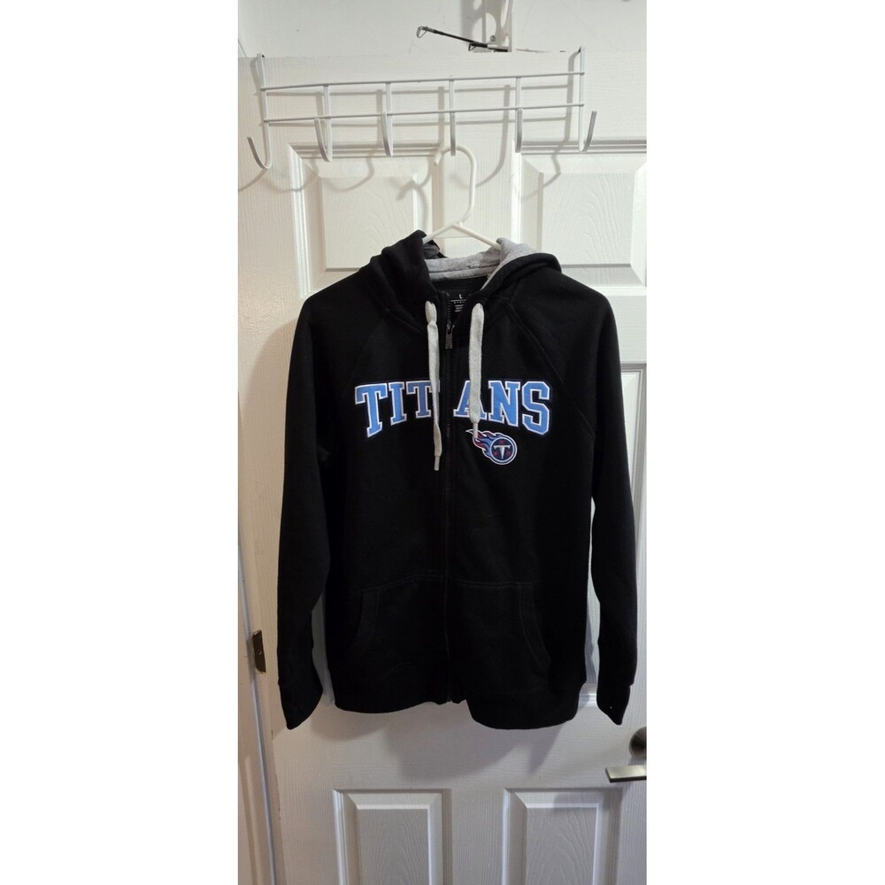 Women Antigua Tennessee Titans Hoodie Large Full Zip NFL Black Thumb Hole Sleeve